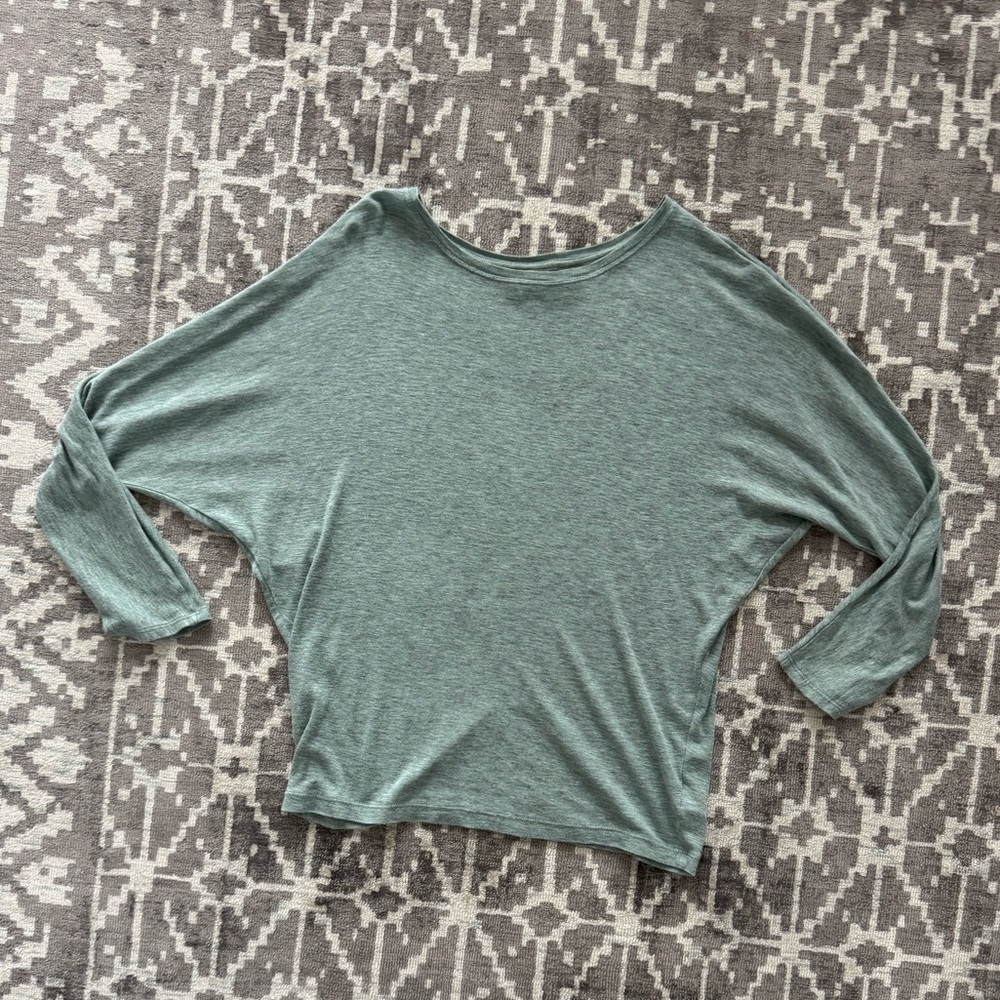 S Women's Heathered Charcoal Gray Top Batwing Slouchy Loose Comfortable